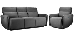 Larsen Power Reclining Sofa and Chair Set - Platinum Grey