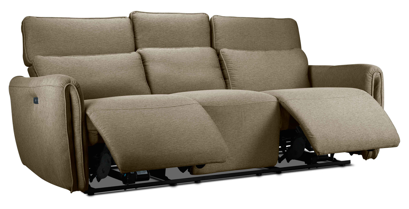 Larsen Power Reclining Sofa and Loveseat Set - Sand