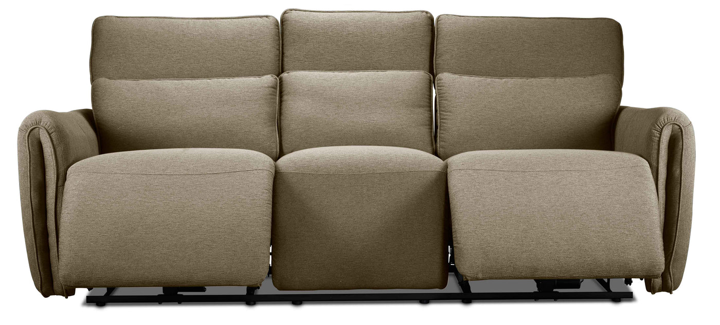 Larsen Power Reclining Sofa and Loveseat Set - Sand