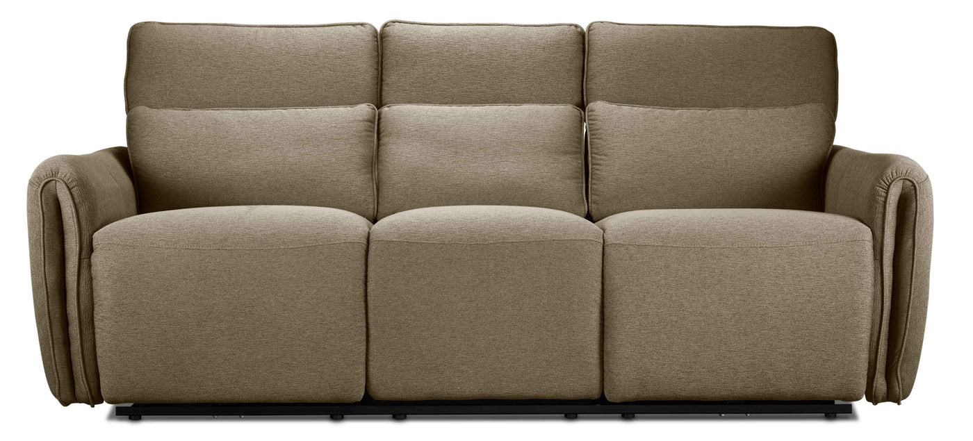 Larsen Power Reclining Sofa and Loveseat Set - Sand