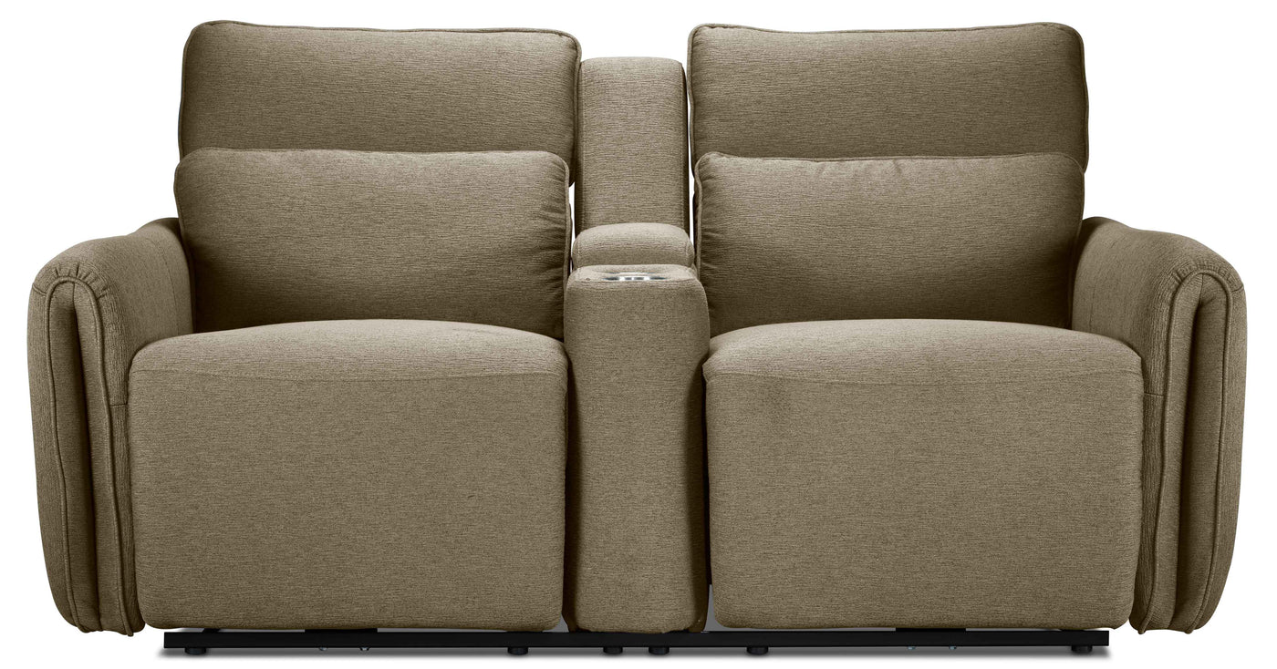 Larsen Power Reclining Sofa and Loveseat Set - Sand