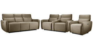 Larsen Power Reclining Sofa, Loveseat and Chair Set - Sand