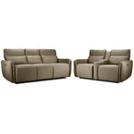 Larsen Power Reclining Sofa and Loveseat Set - Sand