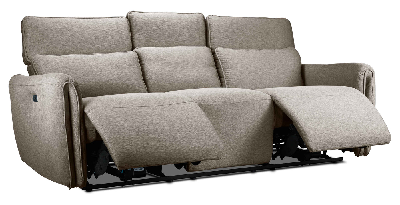 Larsen Power Reclining Sofa, Loveseat and Chair Set - Pearl