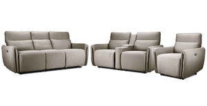 Larsen Power Reclining Sofa, Loveseat and Chair Set - Pearl