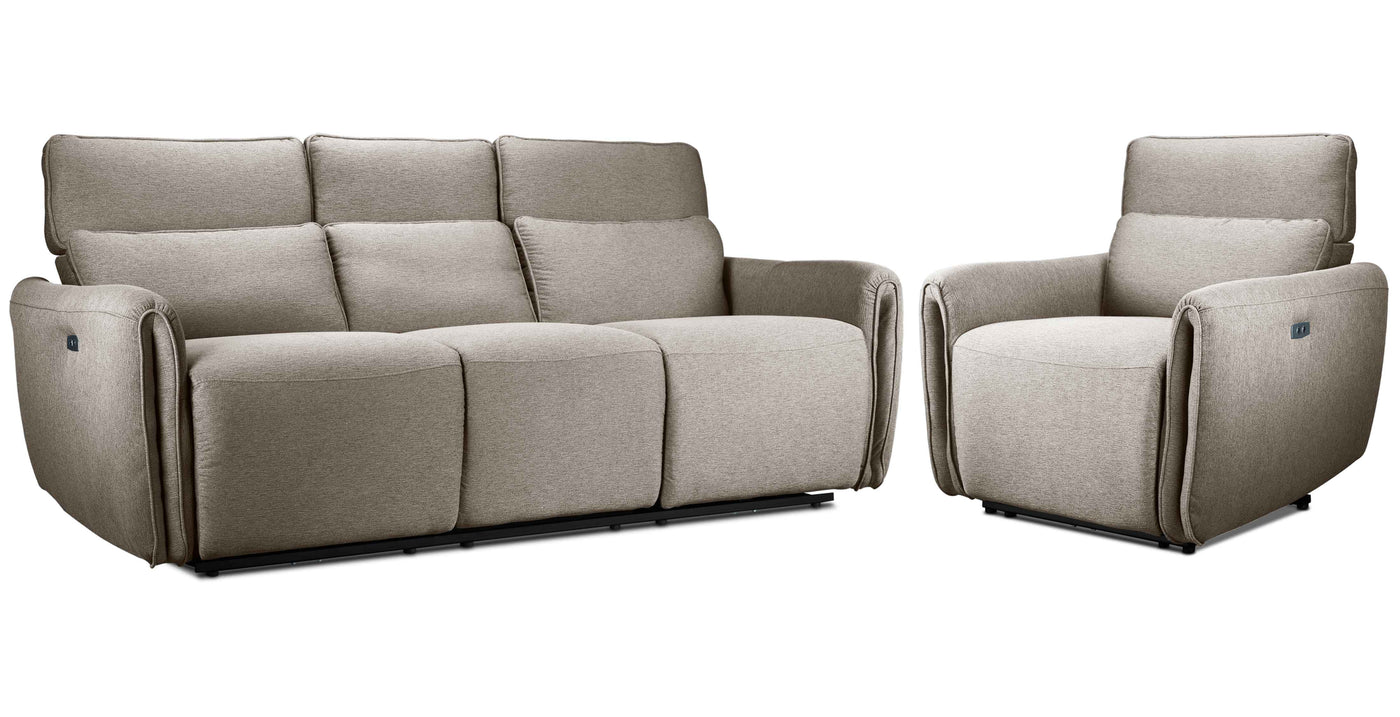 Larsen Power Reclining Sofa and Chair Set - Pearl