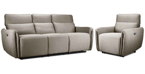 Larsen Power Reclining Sofa and Chair Set - Pearl