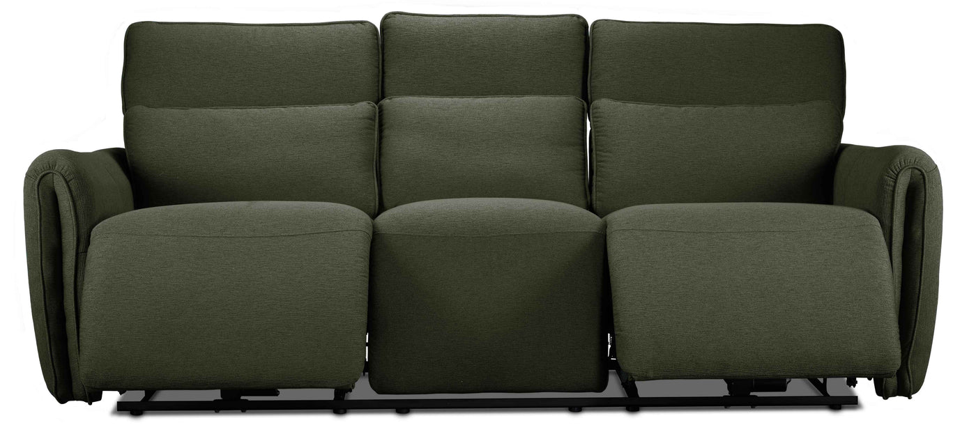 Larsen Power Reclining Sofa, Loveseat and Chair Set - Olive