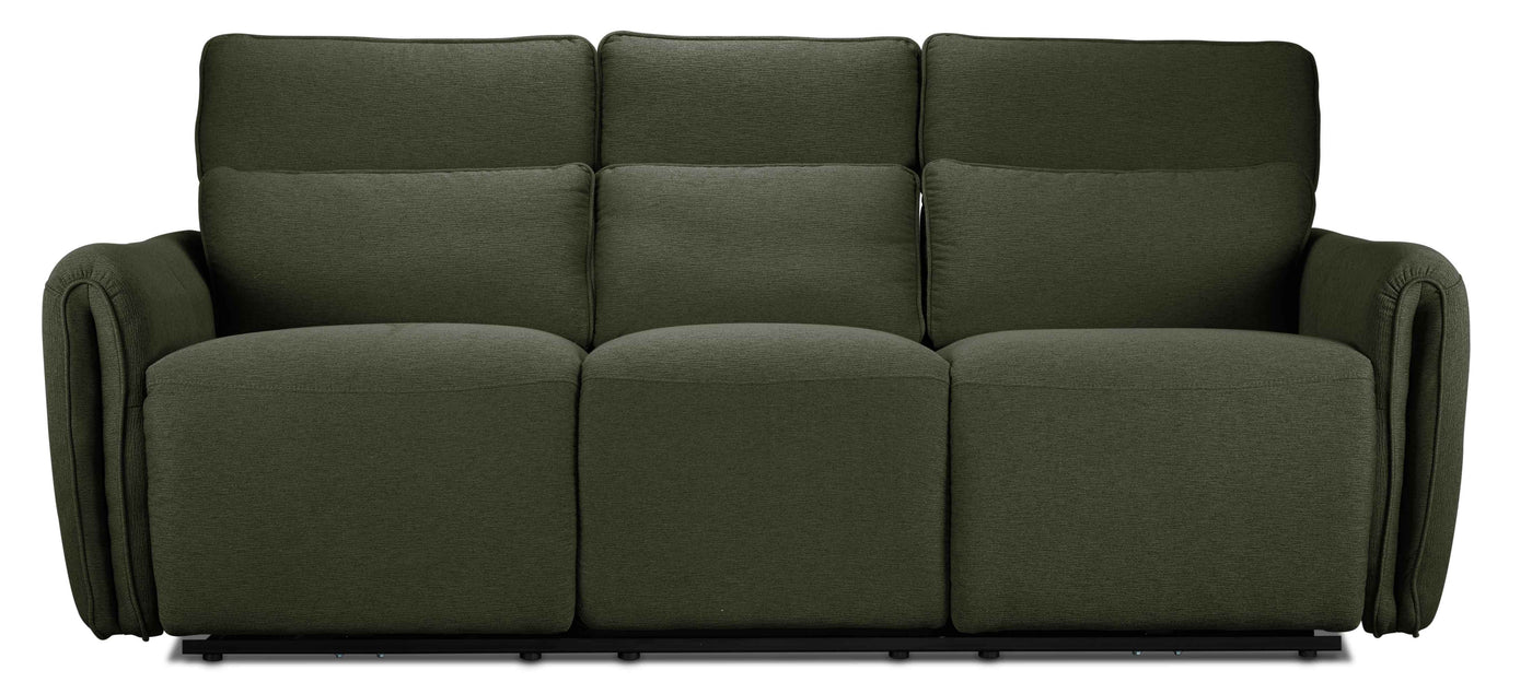 Larsen Power Reclining Sofa and Loveseat Set - Olive