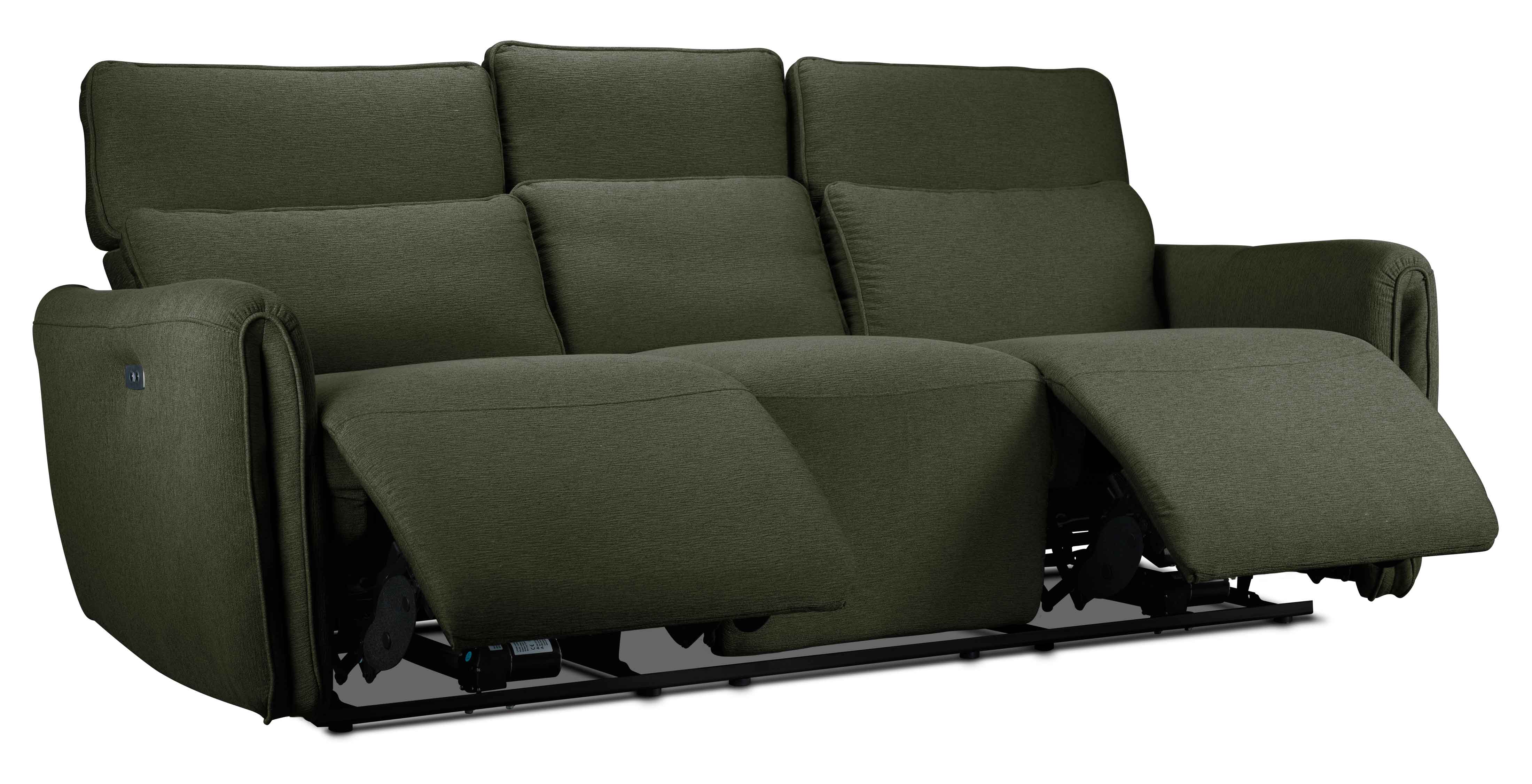 Larsen Power Reclining Sofa, Loveseat and Chair Set - Olive