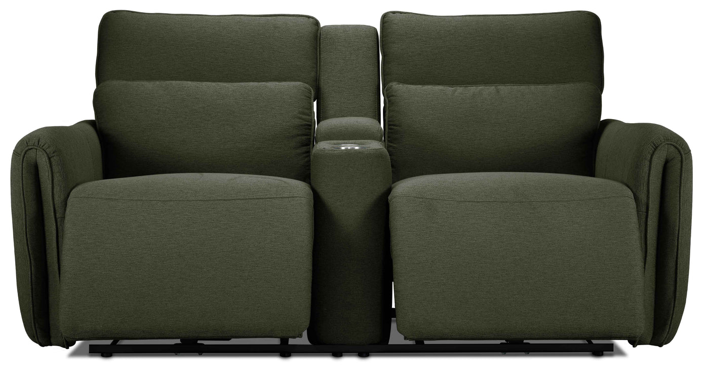 Larsen Power Reclining Sofa and Loveseat Set - Olive