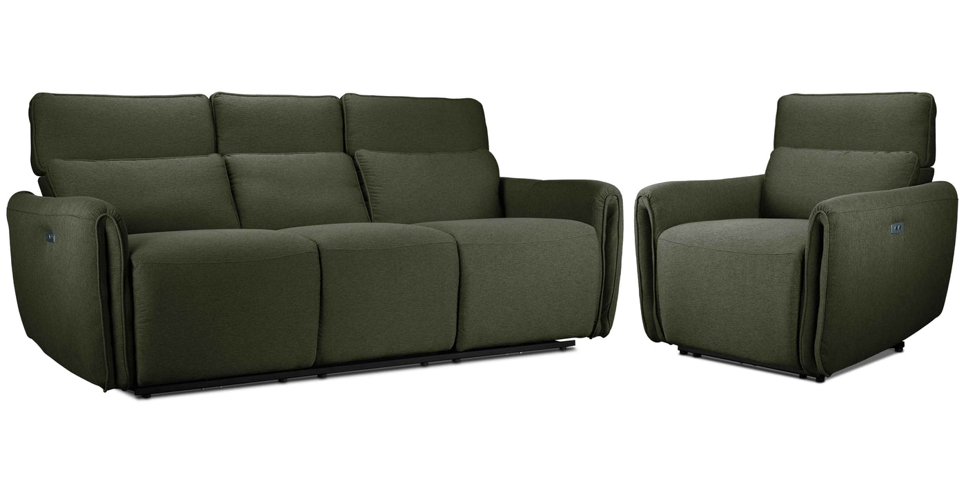 Larsen Power Reclining Sofa and Chair Set - Olive