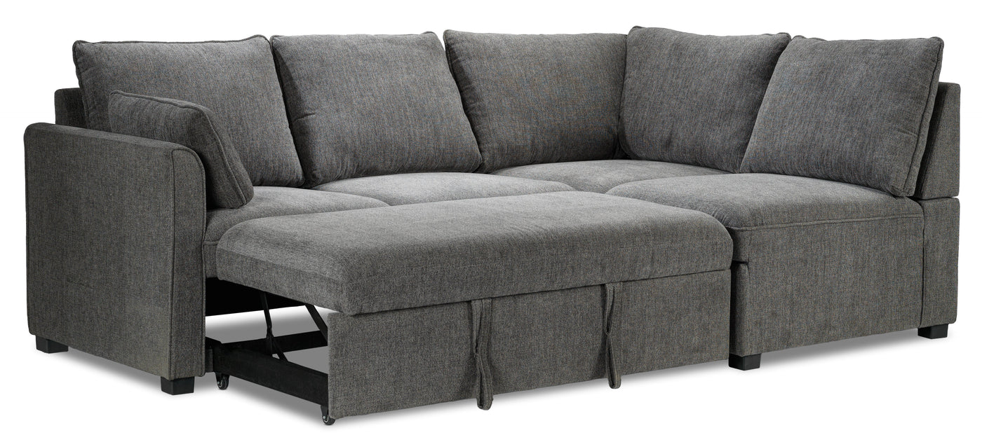 Portland 3-Piece Sectional with Left-Facing Pop-Up Bed - Grey