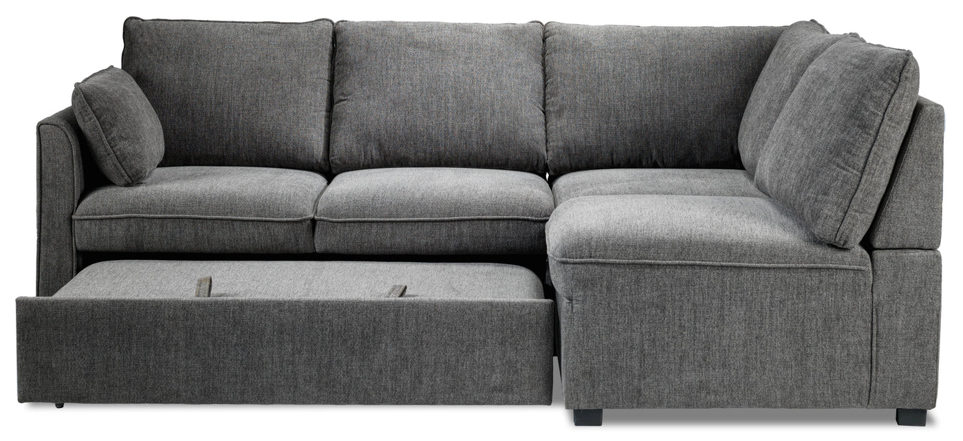 Portland 3-Piece Sectional with Left-Facing Pop-Up Bed - Grey