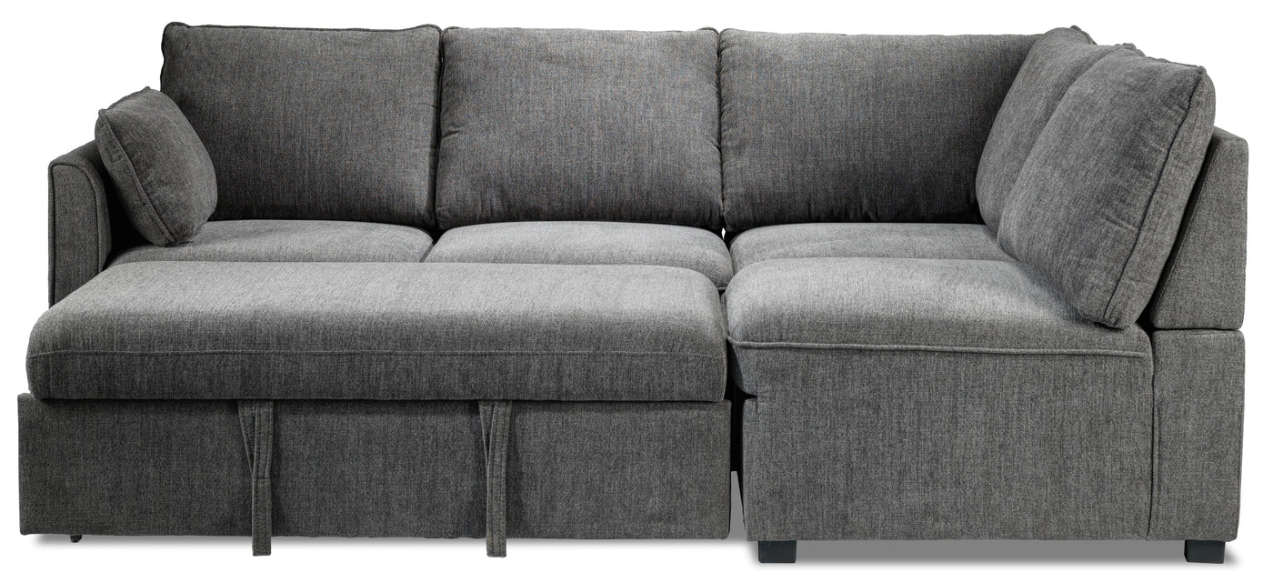 Portland 3-Piece Sectional with Left-Facing Pop-Up Bed - Grey