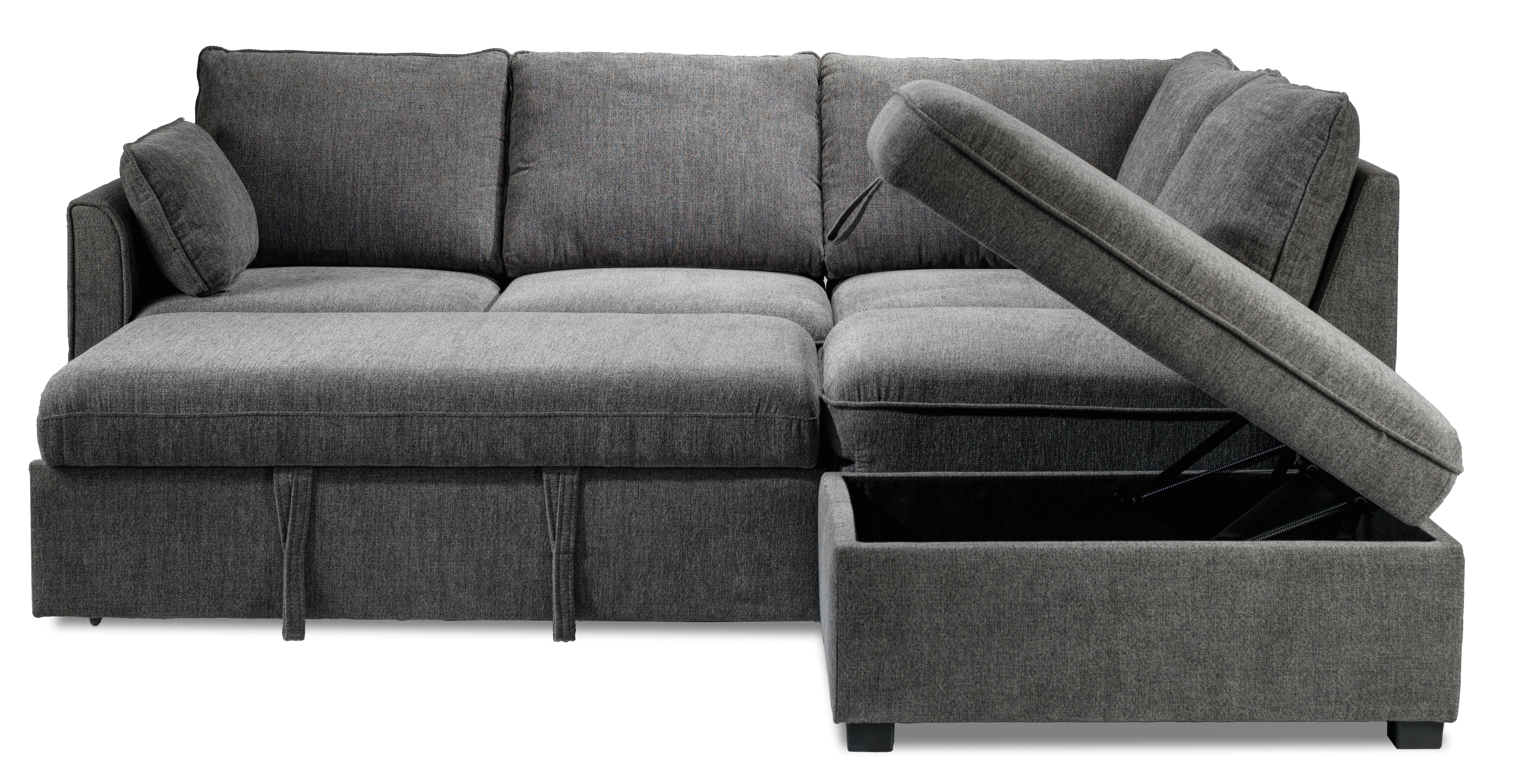 Portland 3-Piece Sectional with Left-Facing Pop-Up Bed - Grey