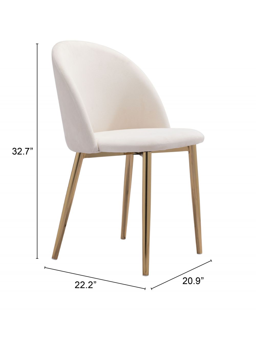 Nezh Elegant Dining Chair - Cream/Gold - Set of 2