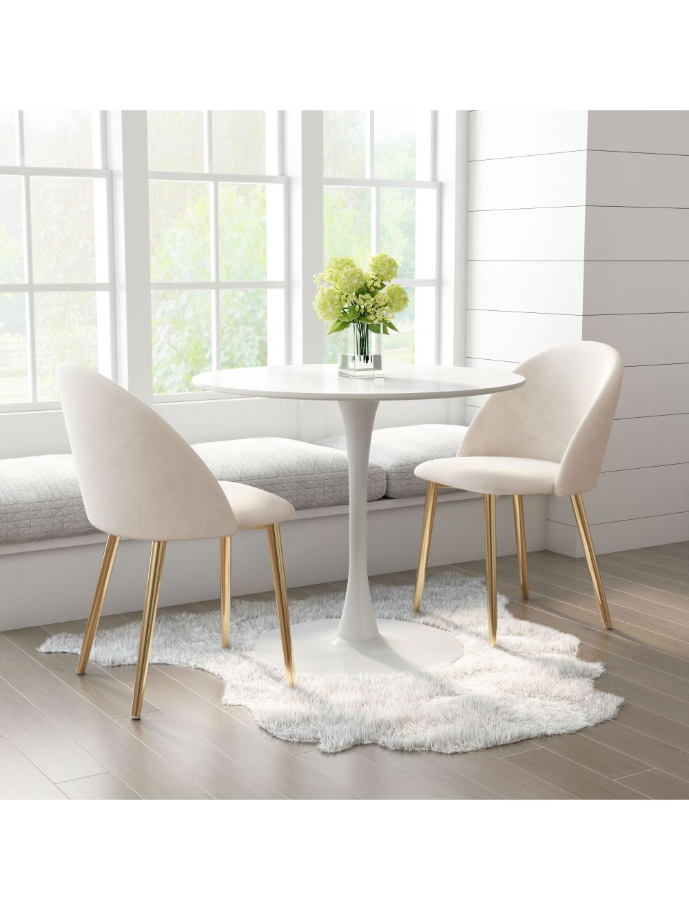 Nezh Elegant Dining Chair - Cream/Gold - Set of 2