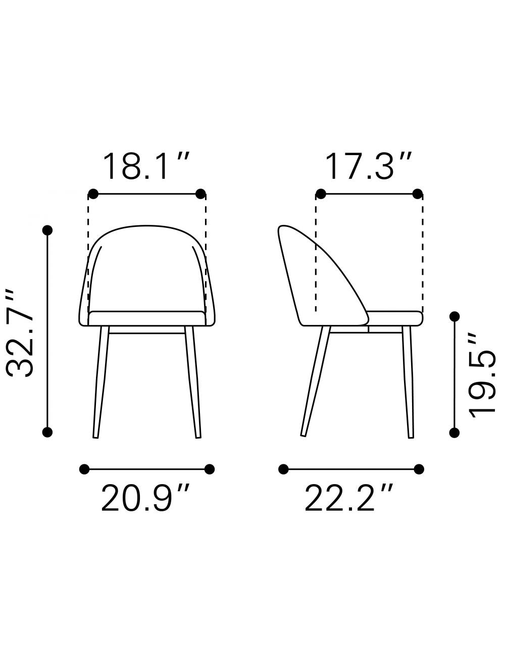 Nezh Elegant Dining Chair - Cream/Gold - Set of 2