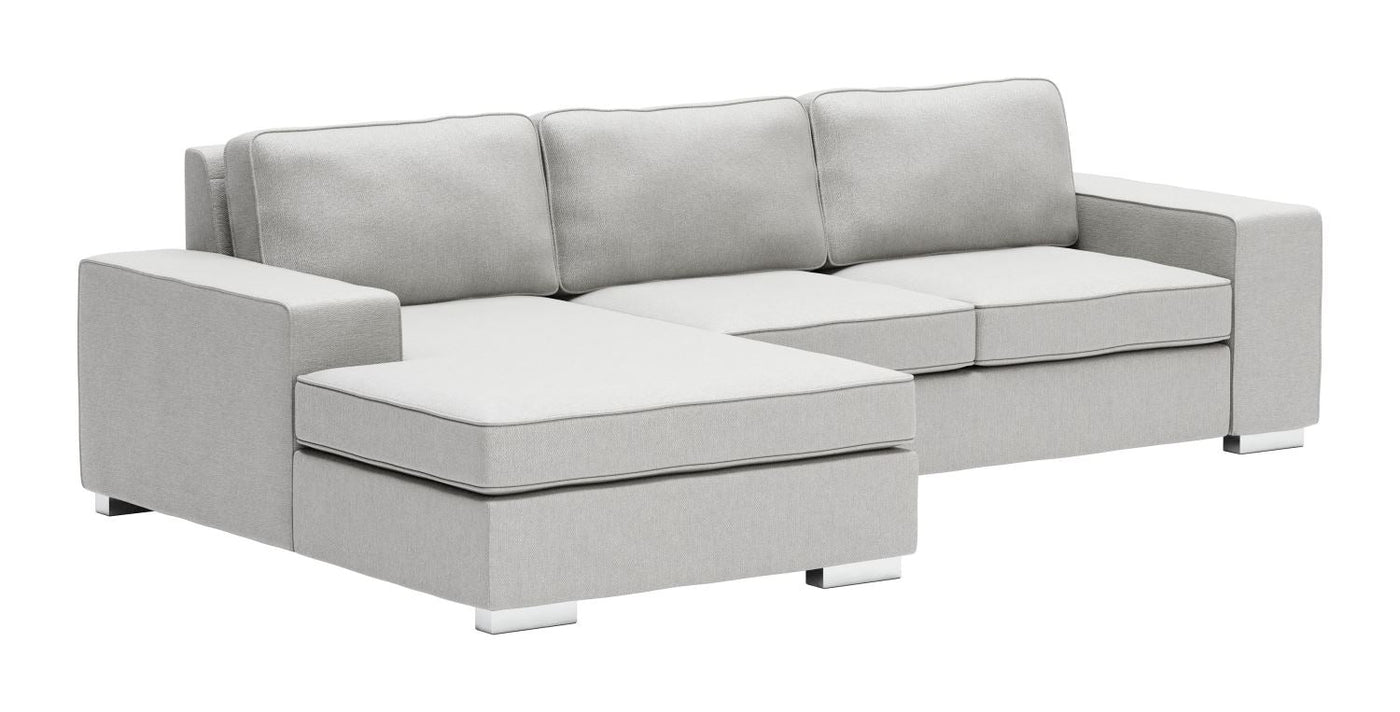Algarve Linen Look Sectional with Reversible Chaise - Light Grey