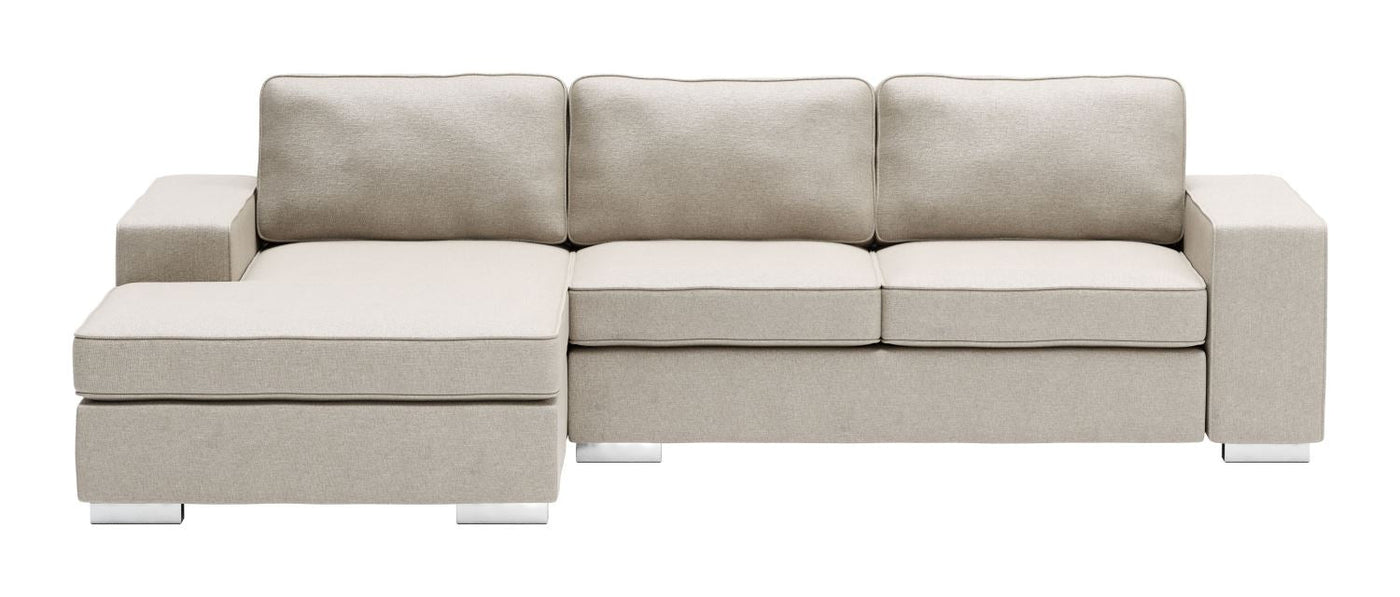 Algarve Linen Look Sectional with Reversible Chaise - Beige