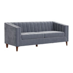 Benagil Channel Stitch Velvet Sofa - Washed Grey / Blue