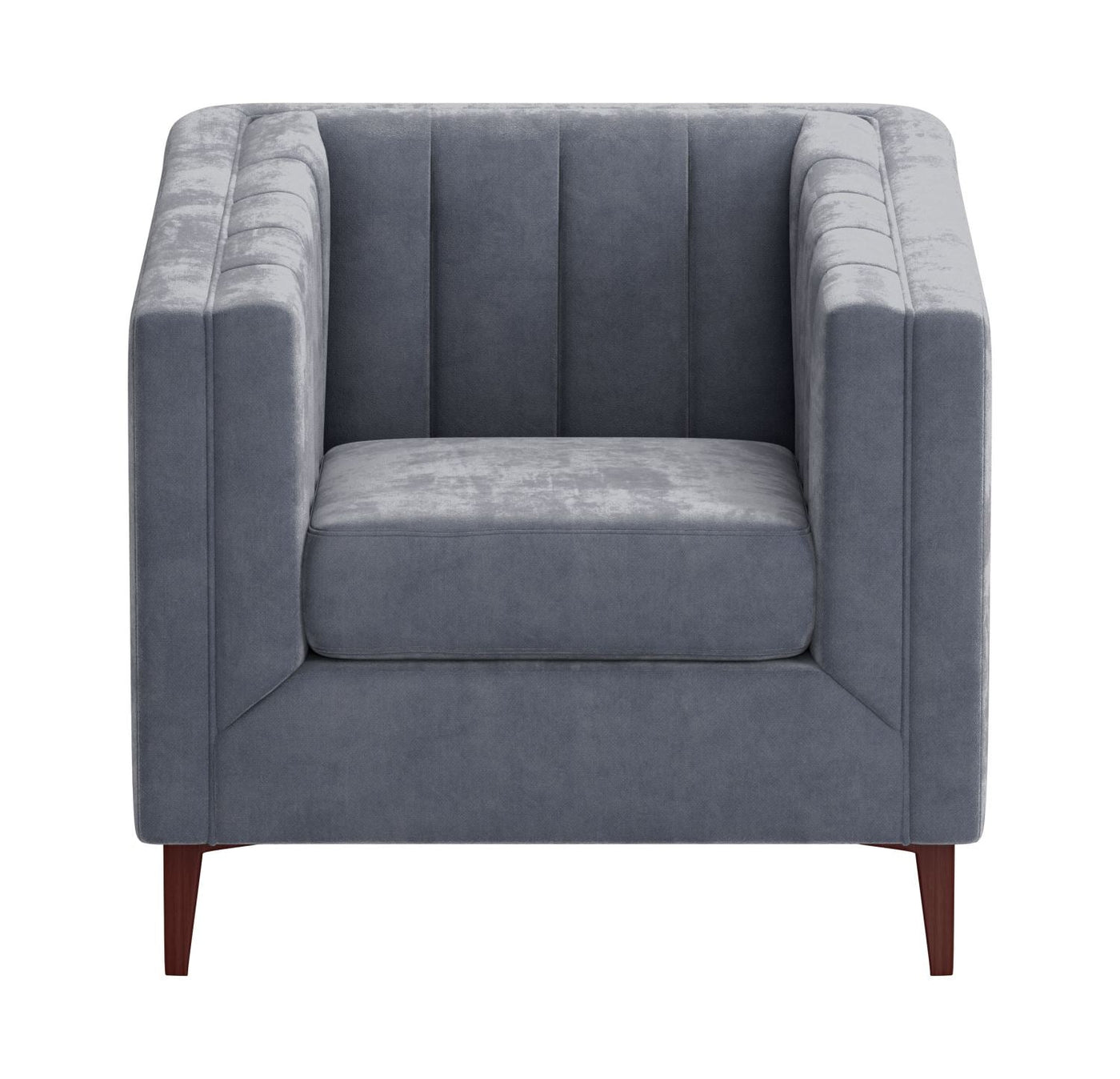 Benagil Channel Stitch Velvet Accent Chair - Washed Grey / Blue