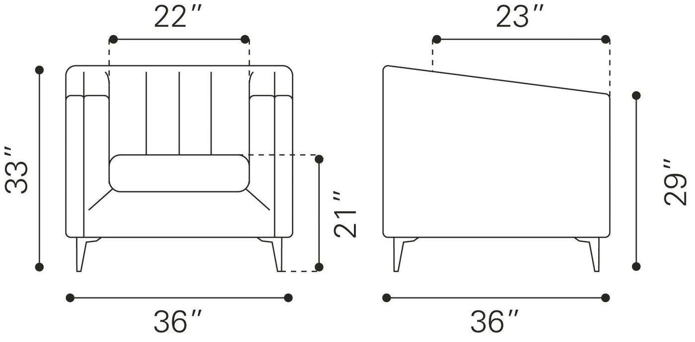 Benagil Channel Stitch Velvet Accent Chair - Washed Grey / Blue