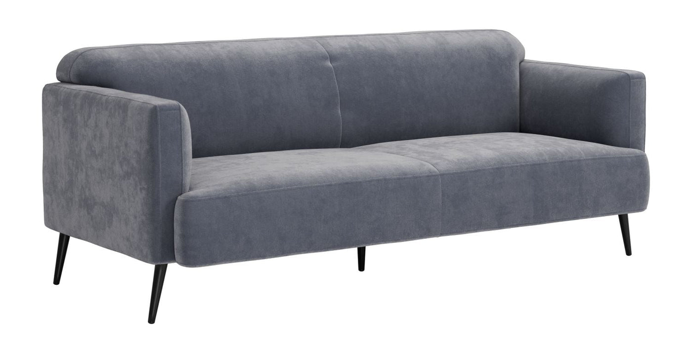 Sagres Velvet Sofa - Washed Grey / Blue