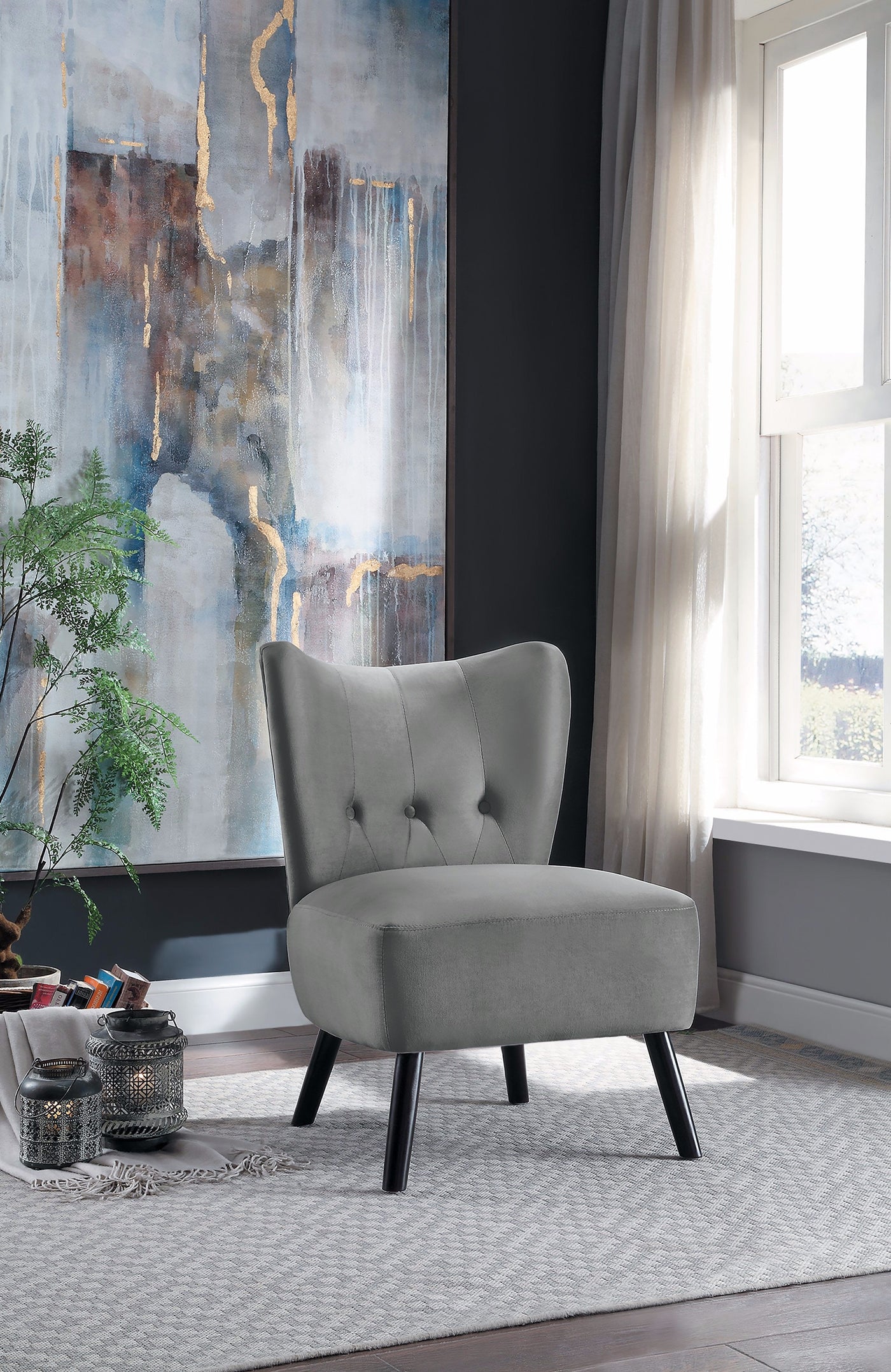 Mimi Accent Chair - Grey Velvet