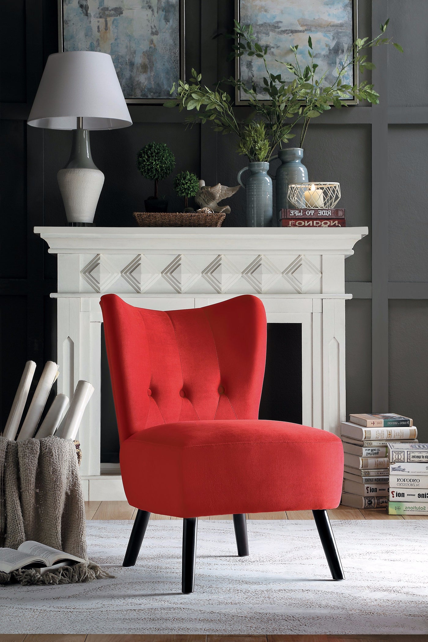 Mimi Accent Chair - Red Velvet