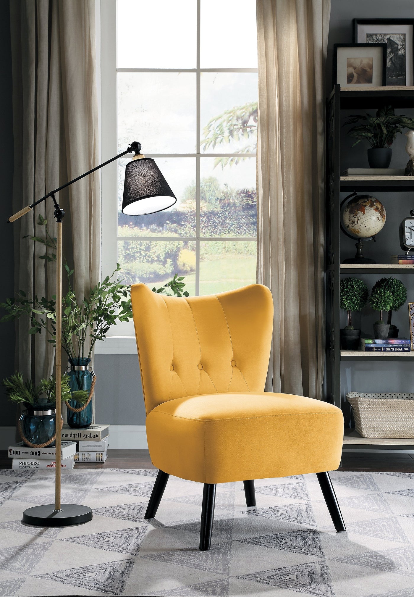 Mimi Accent Chair - Yellow Velvet