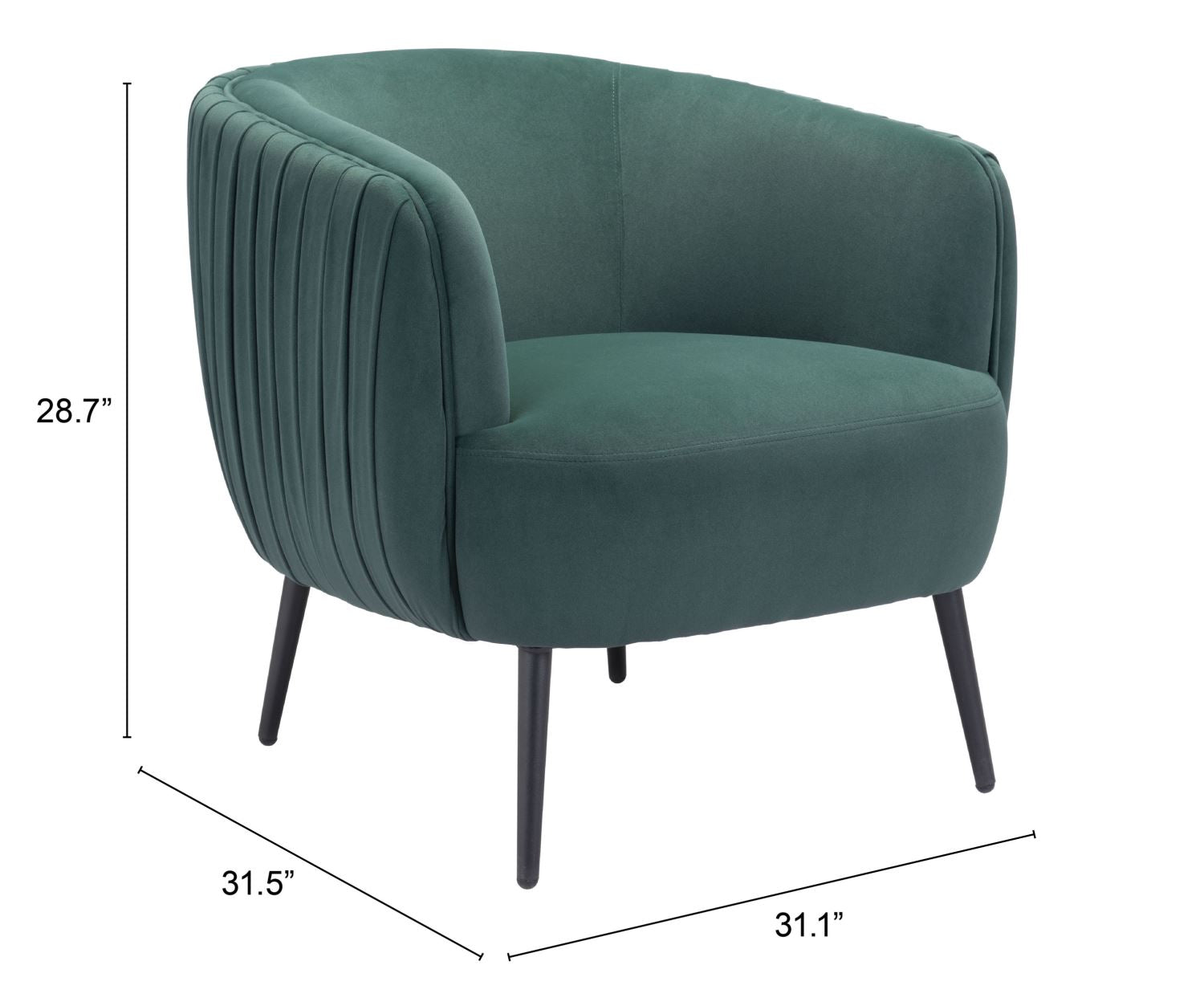 Zurri Modern Pleated Accent Chair - Bottle Green
