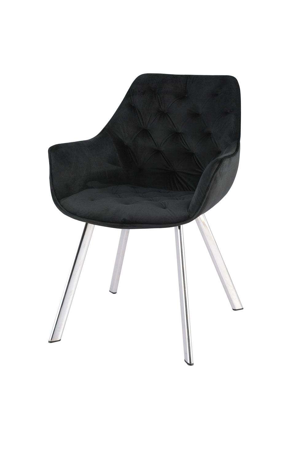Ayami Dining Arm Chair - Black, Chrome