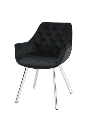 Ayami Dining Arm Chair - Black, Chrome