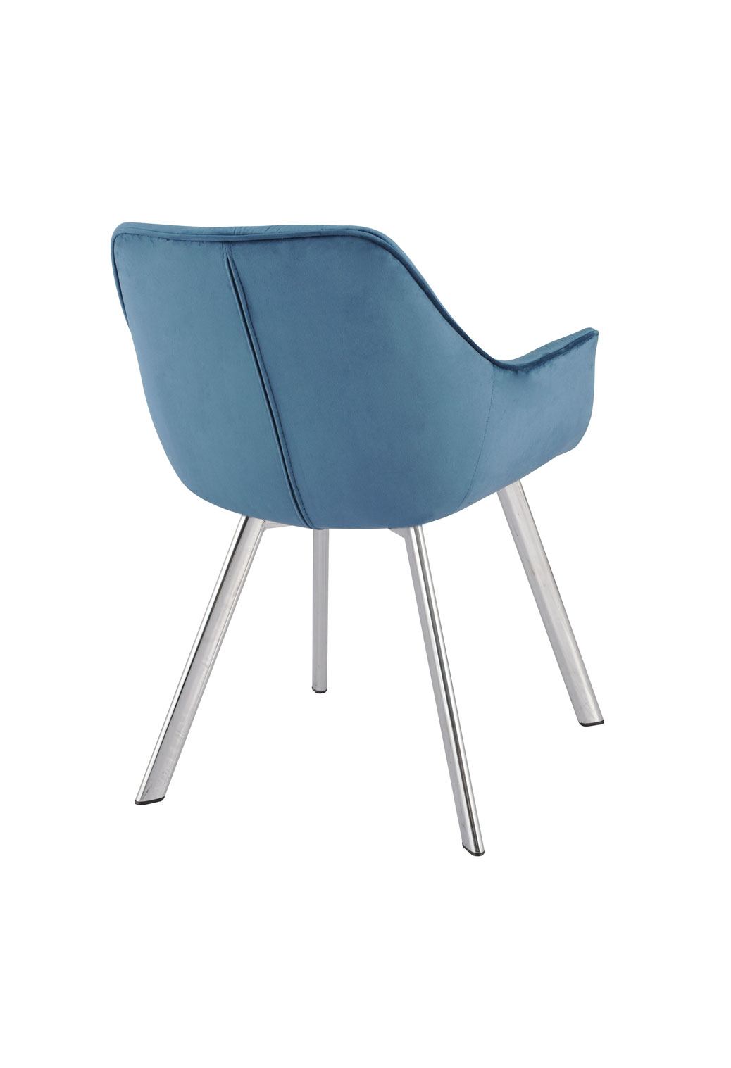 Ayami Dining Arm Chair - Blue, Chrome