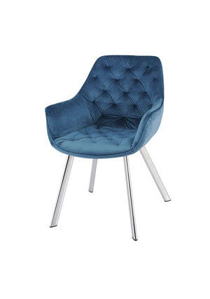 Ayami Dining Arm Chair - Blue, Chrome