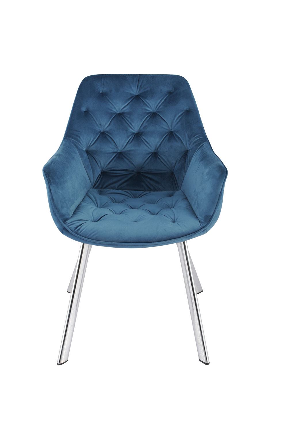 Ayami Dining Arm Chair - Blue, Chrome