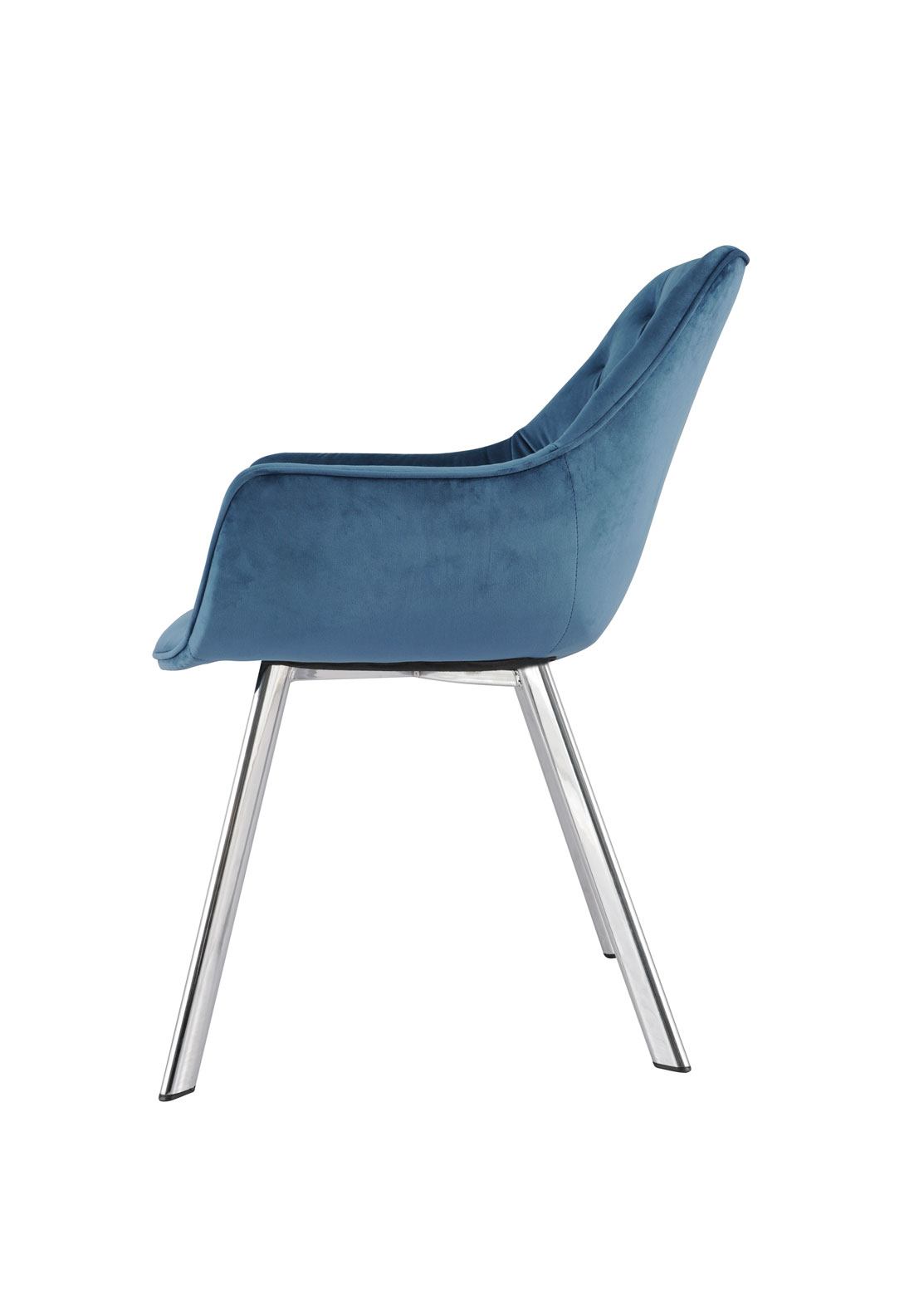 Ayami Dining Arm Chair - Blue, Chrome