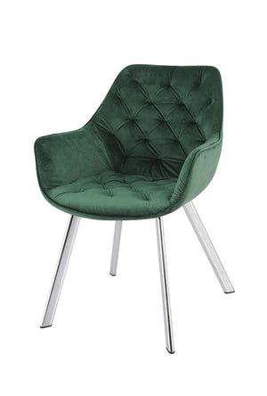 Ayami Dining Arm Chair - Green, Chrome