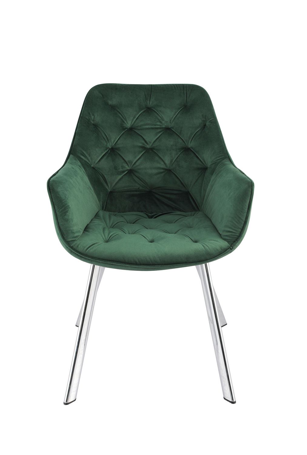 Ayami Dining Arm Chair - Green, Chrome