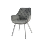 Ayami Dining Arm Chair - Grey, Chrome