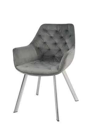 Ayami Dining Arm Chair - Grey, Chrome