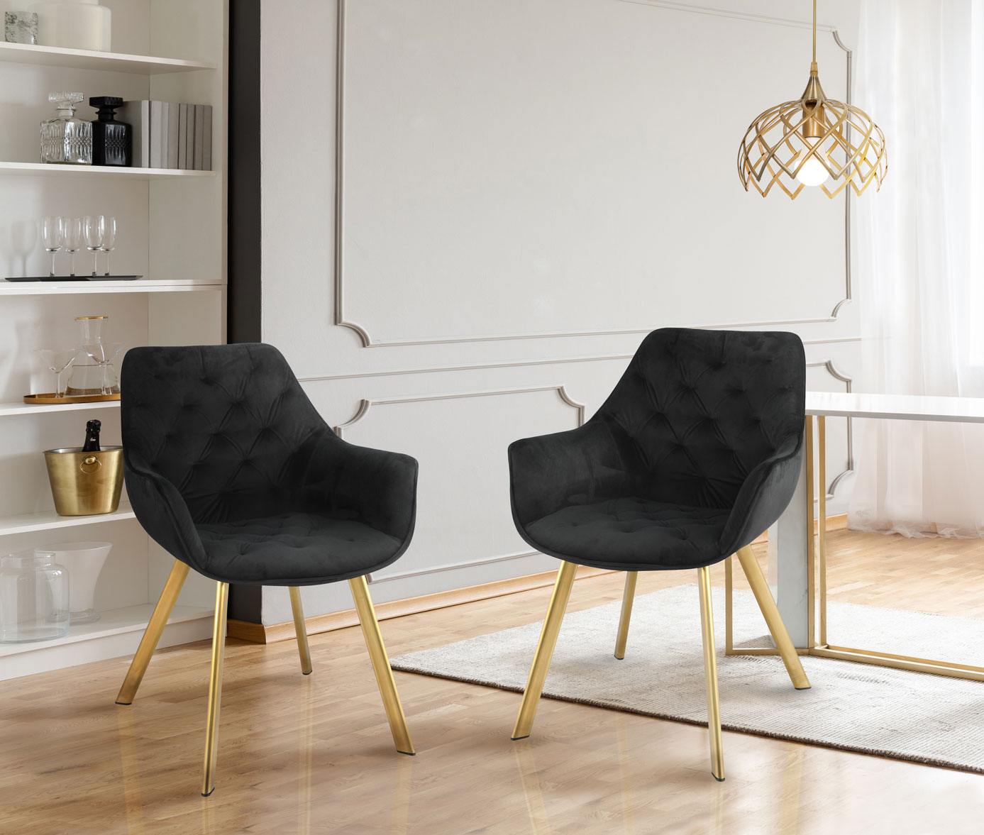 Ayami Dining Arm Chair - Black, Gold