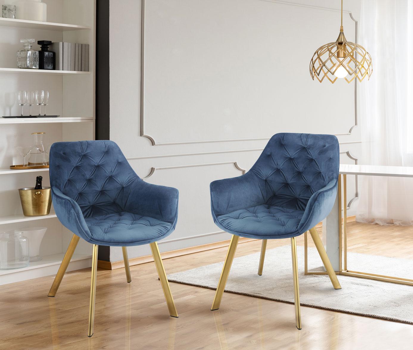 Ayami Dining Arm Chair - Blue, Gold