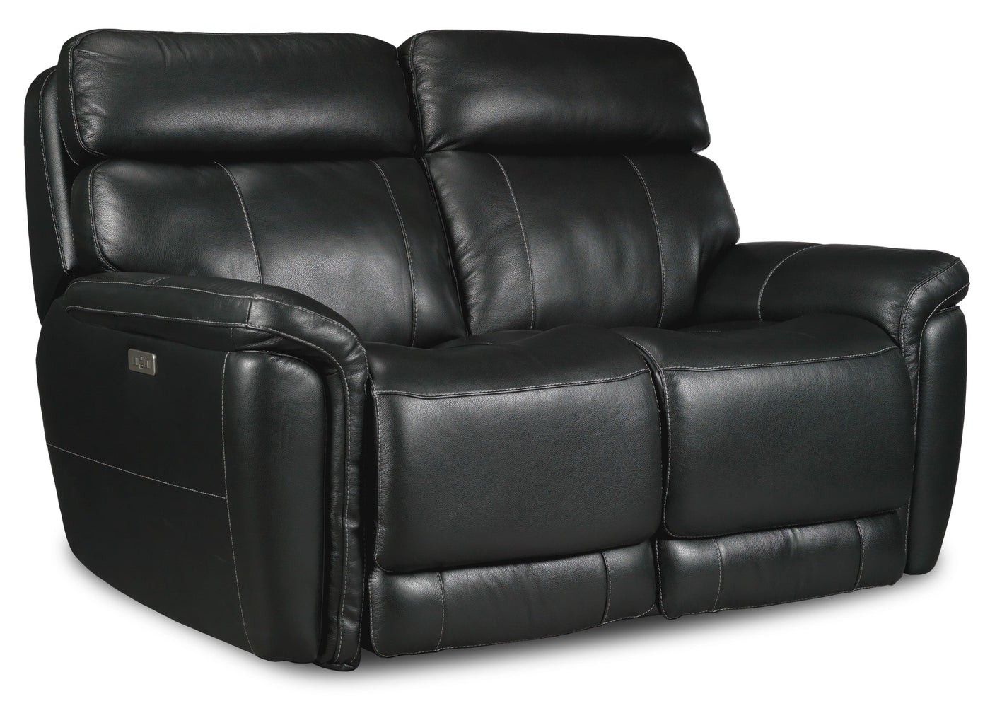 Stallion Dual Power Reclining Leather Loveseat - Midnight Black