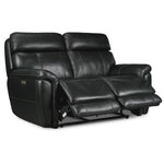 Stallion Dual Power Reclining Leather Loveseat - Midnight Black