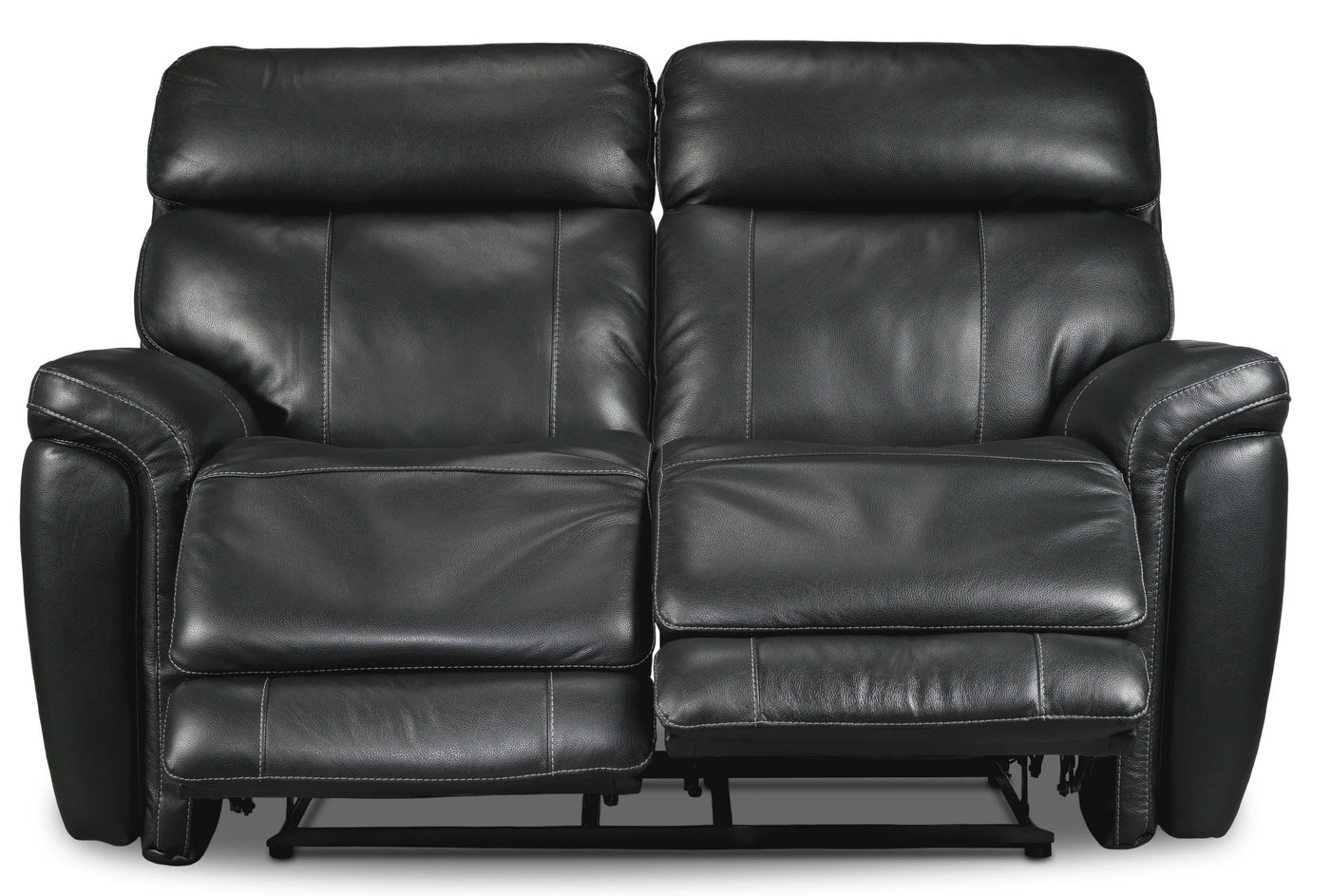 Stallion Dual Power Reclining Leather Loveseat - Midnight Black