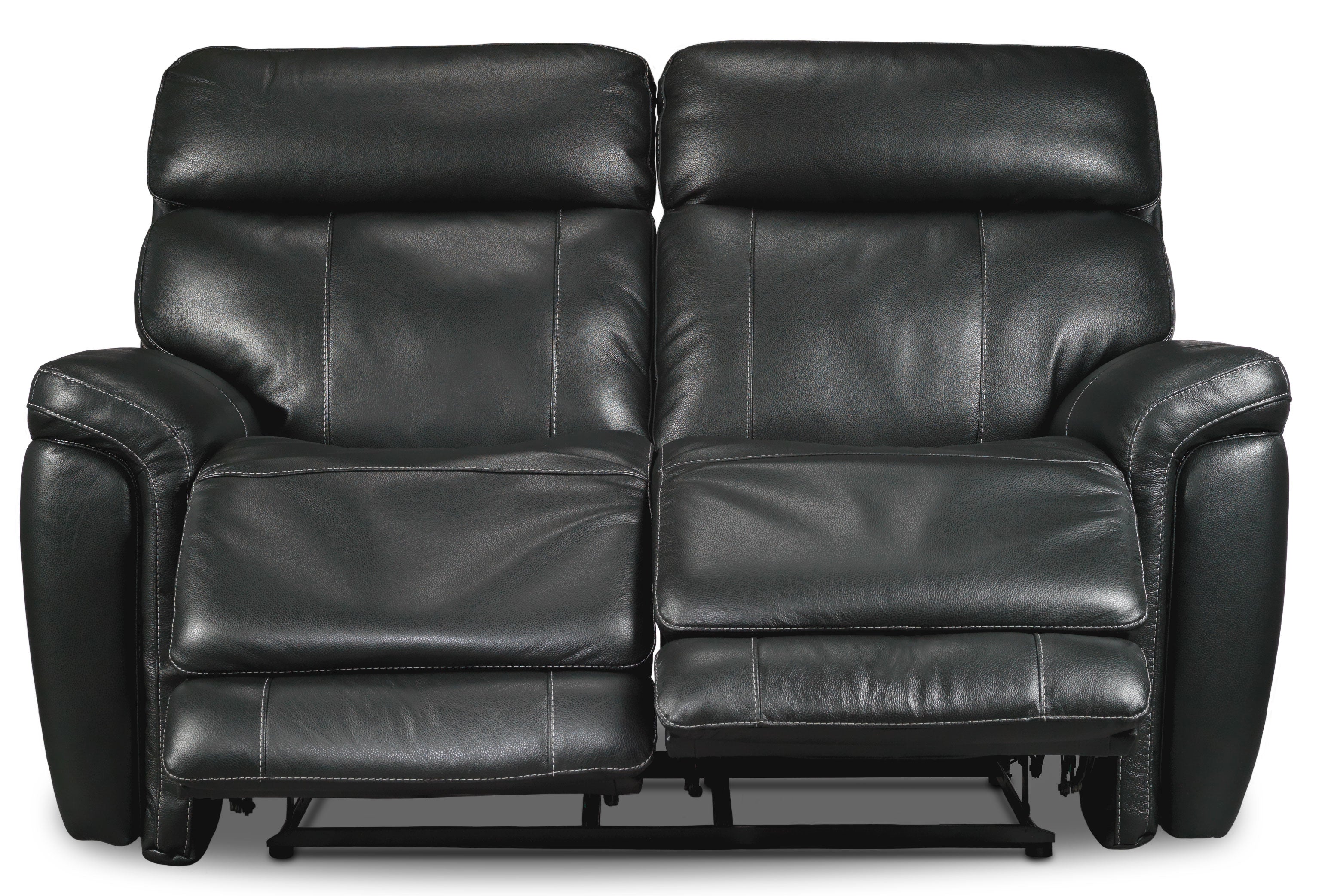 Stallion Dual Power Reclining Leather Loveseat - Midnight Black