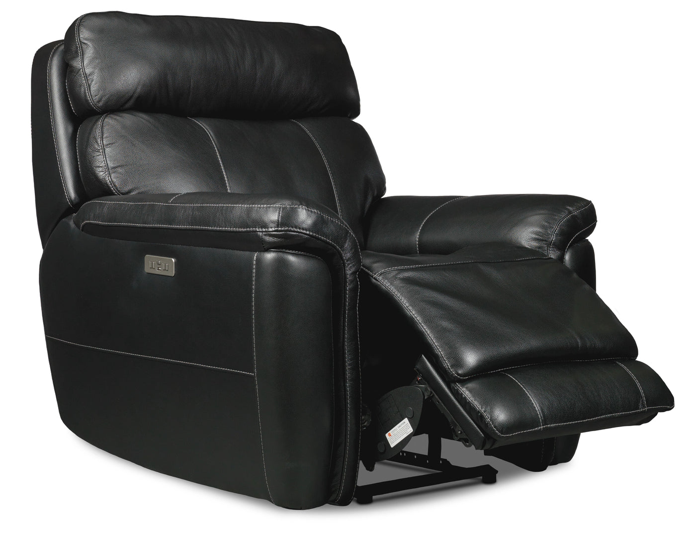 Stallion Dual Power Reclining Leather Sofa and Chair Set - Midnight Black